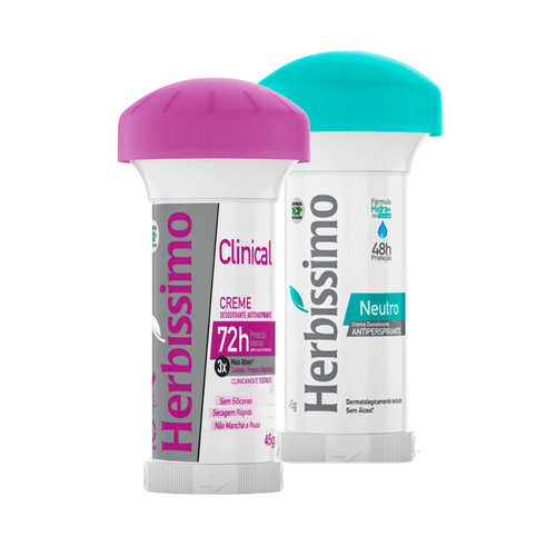 Kit Desodorante Twist Antitranspirante Herbissimo Neutro e Clinical Rosa 45G c/2 unidades