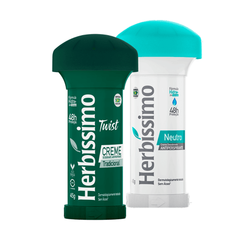 Kit Desodorante Twist Antitranspirante Herbissimo Tradicional e Neutro 45G c/2 unidades