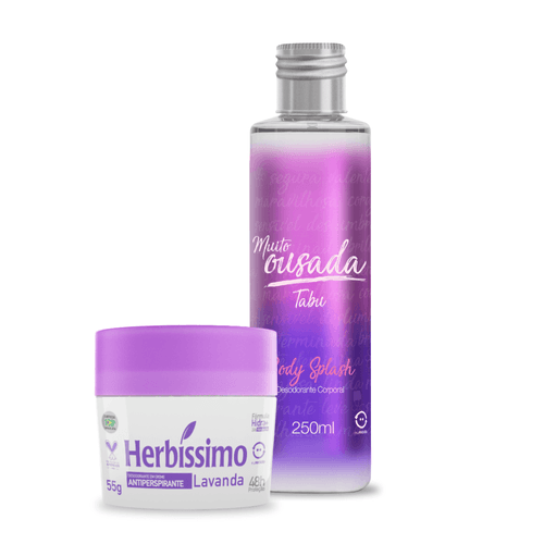 Kit Body Splash Deo Tabu 250ML Ousada e Desodorante Creme Lavanda Herbissimo 55G