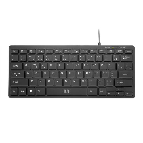 Teclado Com Fio Mini Multimídia Conexão USB Cabo de 150cm Teclas Chocolate Preto - TC154