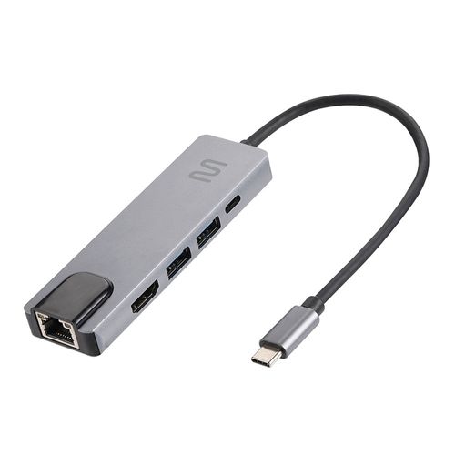 HUB Dock USB Tipo-C 5 em 1 com HDMI 4K, RJ45 Ethernet, USB 3.0 e Power Delivery - AC447