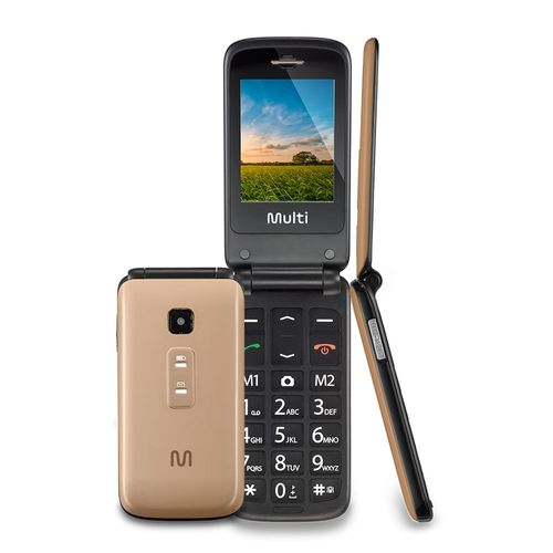 Celular Flip Vita Multilaser Dual Chip MP3 Dourado - P9043OUT [Reembalado]