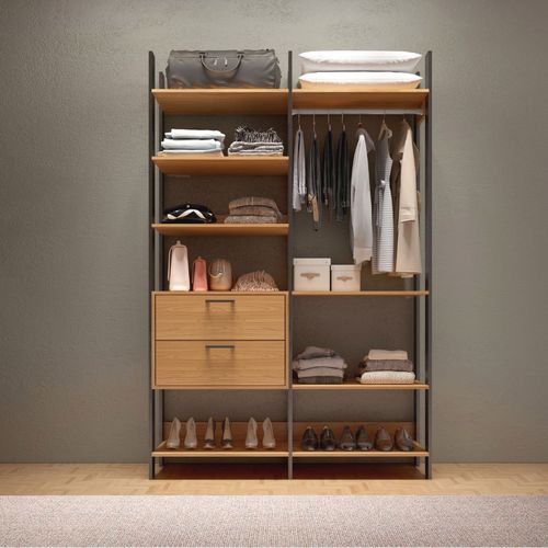 Closet em MDF 1 Cabideiro 2 Gavetas Freijó/Preto Fosco 146 cm TW403 JPF Dalla Costa