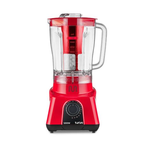 Liquidificador 2,6L Turbo Vermelho 1200w-220v c/ 12 Velocidades Multi Home - LQ1204