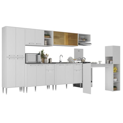 Armário Cozinha Completa 6 Pçs com Bancada Siena Multimóveis MP2244 Branco