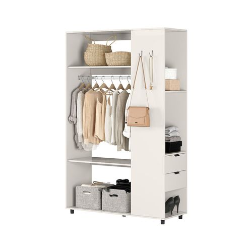 Armário Closet/Arara com 2 Gavetas Multimóveis CR35202 Off White Cristal