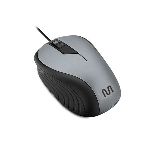 Mouse Com Fio Wave Conexão Usb 1200dpi Cabo de 130cm 3 Botões Textura Emborrachada Cinza - MO225OUT [Reembalado]