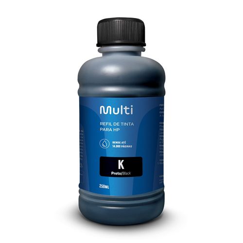 Refil de Tinta para Cartucho Impressoras HP 250ml Preto Multi - RF009OUT [Reembalado]