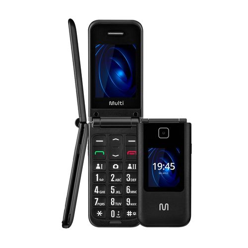 Celular Multilaser Flip Vita Duo Dual Chip com duas telas + Botão SOS + Rádio FM + MP3 + Bluetooth + Câmera Preto - P9145OUT [Reembalado]