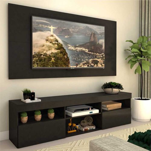 Rack com painel para TV até 65" e 2 portas Toronto Multimóveis Preto