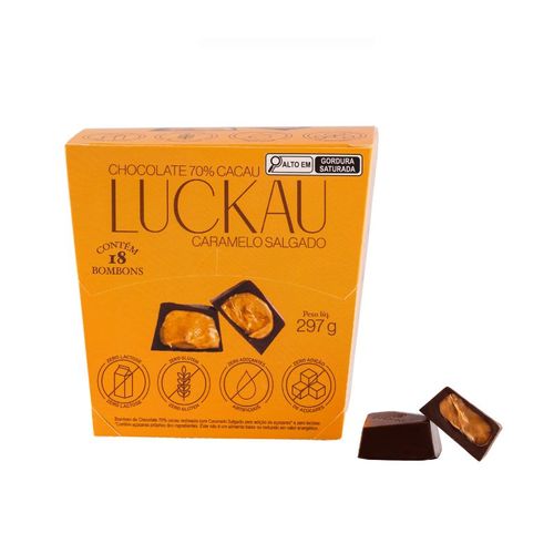 Bombom Choco 70% Cacau Caramelo Salgado Luckau 18x16g
