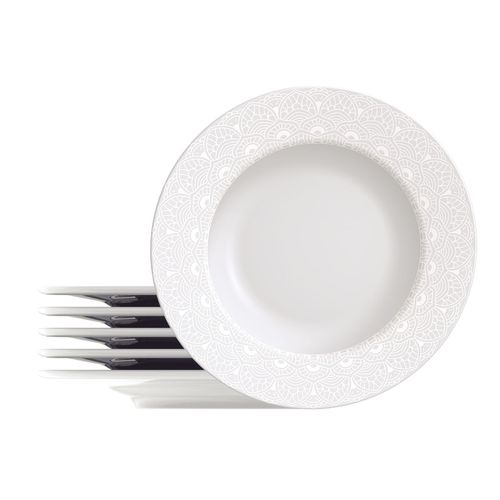 Kit Prato Raso Tramontina Alicia em Porcelana Decorada 27 cm 6 Peças