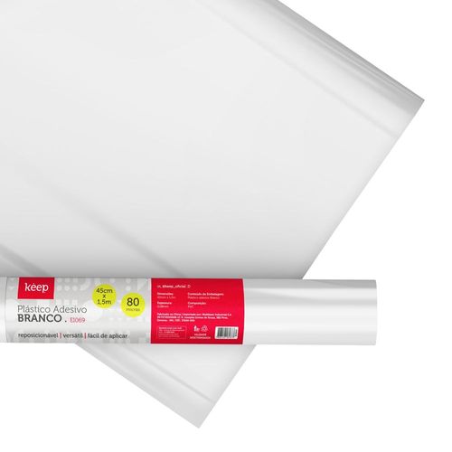 Plástico Adesivo Branco 0.05 mm PVC - 45cm X 1,5m Keep - EI069OUT [Reembalado]