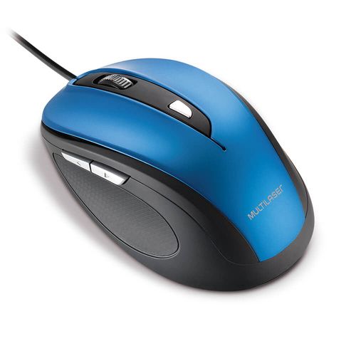 Mouse Com Fio Comfort Conexão USB 1600dpi Ajustável Cabo de 130cm 6 Botões Textura Emborrachada Azul - MO244OUT [Reembalado]