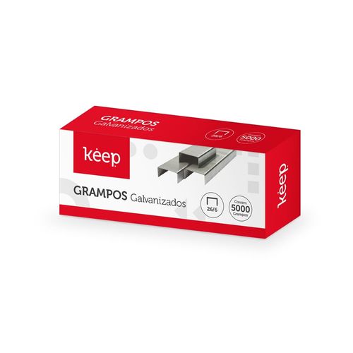 Grampos Galvanizados 26/6 Caixa Com 5000 Unidades Keep - EI167OUT [Reembalado]