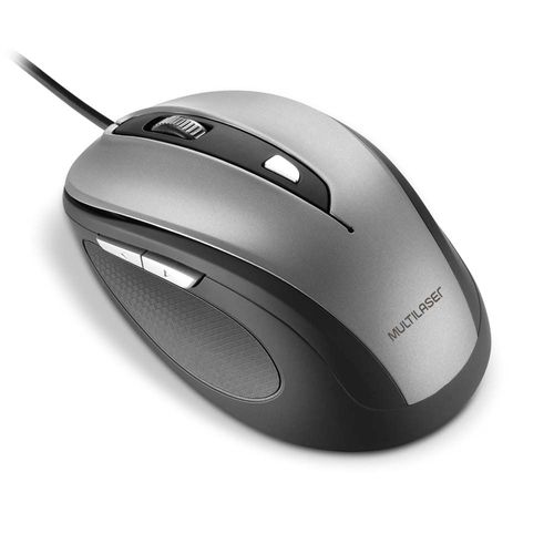 Mouse Com Fio Comfort Conexão USB 1600dpi Ajustável Cabo de 130cm 6 Botões Textura Emborrachada Cinza - MO242OUT [Reembalado]