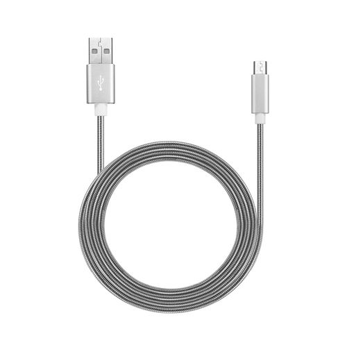 Cabo Micro USB Metálico Carregamento 2A 1M de Comprimento Prata - WI390OUT [Reembalado]