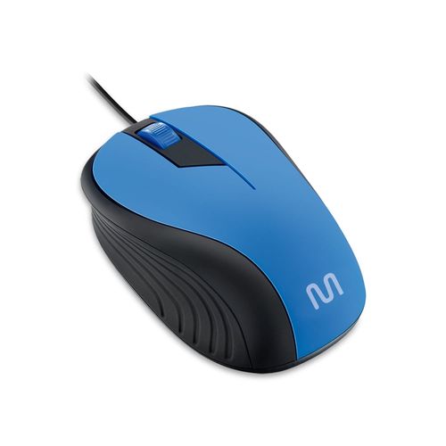 Mouse Com Fio Wave Conexão USB 1200dpi Cabo de 130cm 3 Botões Textura Emborrachada Azul - MO226OUT [Reembalado]