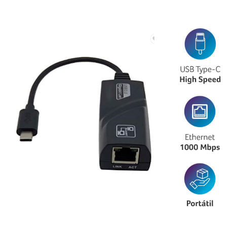 Conversor Usb Type-c (m) X Rj45 (f) 10/100/1000 Multi - WI423OUT [Reembalado]