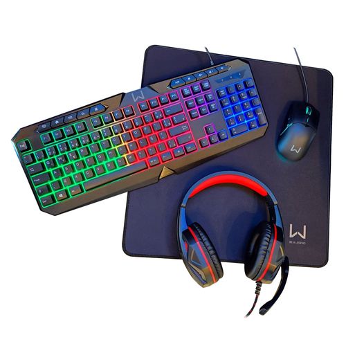 Kit Air Drop 4 Em 1: Teclado + Mouse + Headset e Mousepad Warrior - TC304OUT [Reembalado]