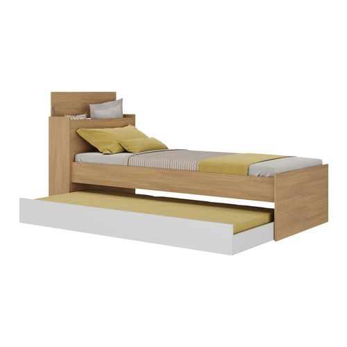 Bicama de Solteiro para Colchão 188 x 78cm com Baú Embutido Multimóveis MP4258 Rustic/Branco