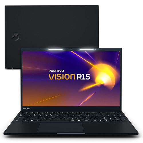 Notebook Positivo Vision R15 AMD® Ryzen 7-5700U Linux 16GB RAM 256GB SSD 15.6” IPS Full HD Lumina Bar - Preto