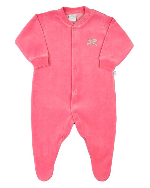 Macacão Bebê Plush Unissex Básico Aberto na Frente - Rosa Escuro