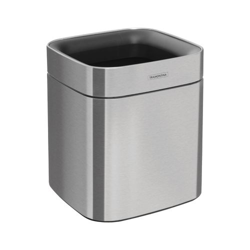 Lixeira Sem Tampa Tramontina Square 8 Litros Aço Inox Acetinado
