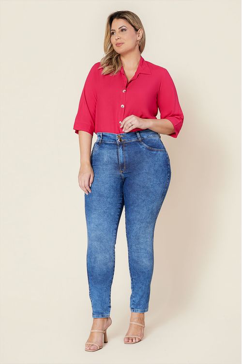 Calça Jeans Skinny com Elastano Plus Size