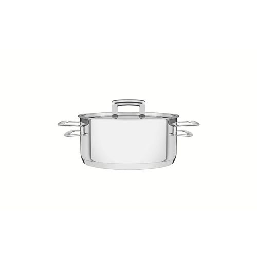 Caçarola Tramontina Brava Rasa Aço Inox com Tampa Plana 16 cm 1,4 L