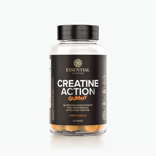 Creatine Action Gummy Laranja Essential Nutrition 60 Gomas